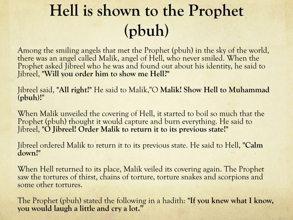 hell is shown to the prophet pbuh