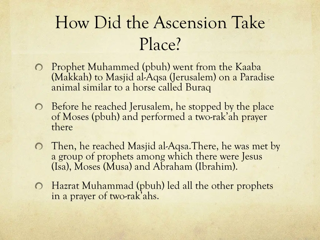 how did the ascension take place