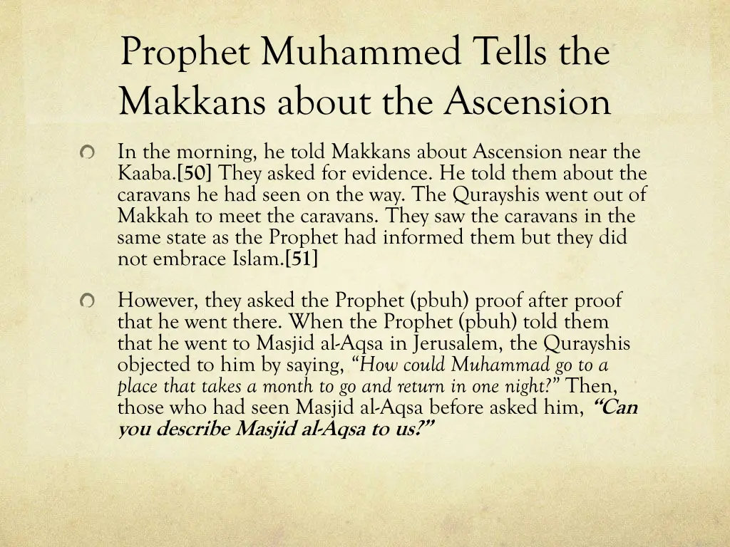 prophet muhammed tells the makkans about