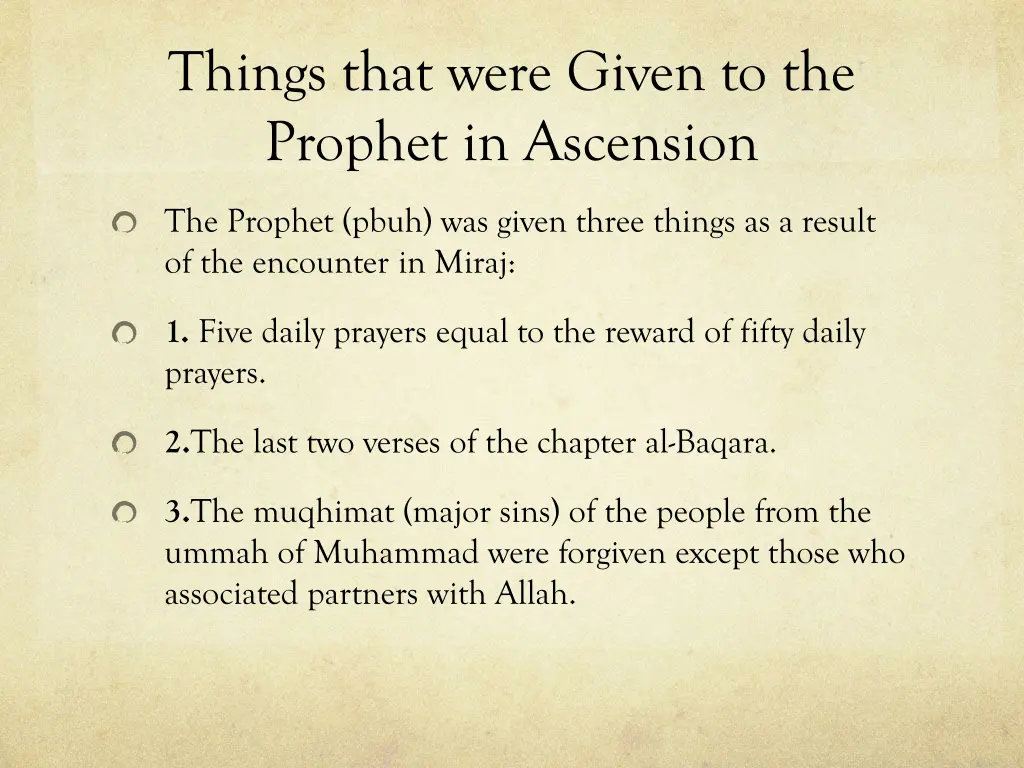 things that were given to the prophet in ascension