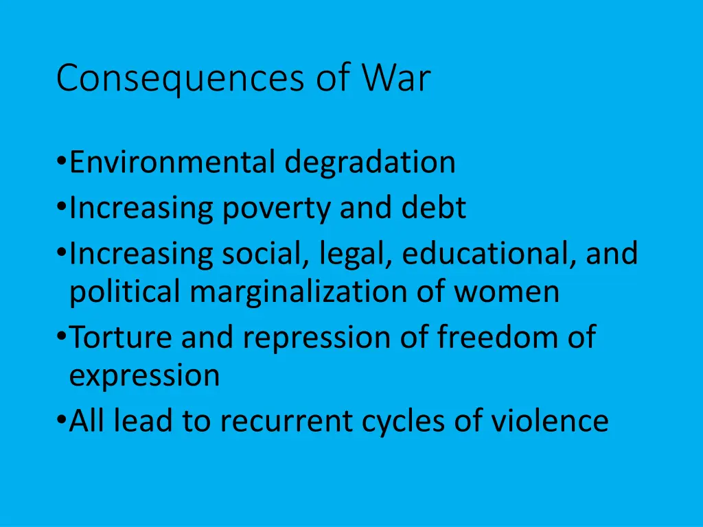 consequences of war 1