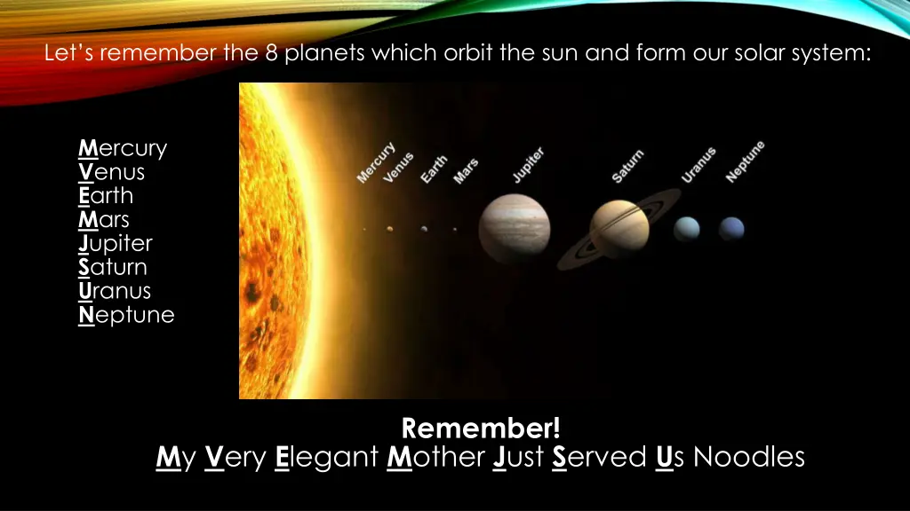 let s remember the 8 planets which orbit