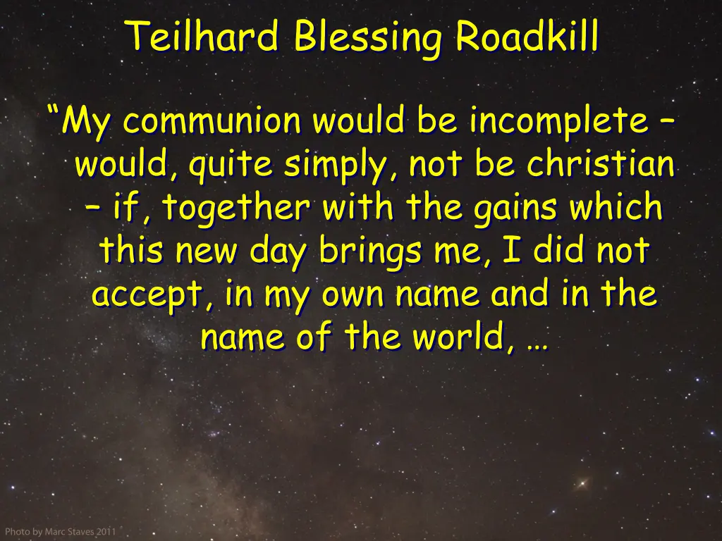 teilhard blessing roadkill