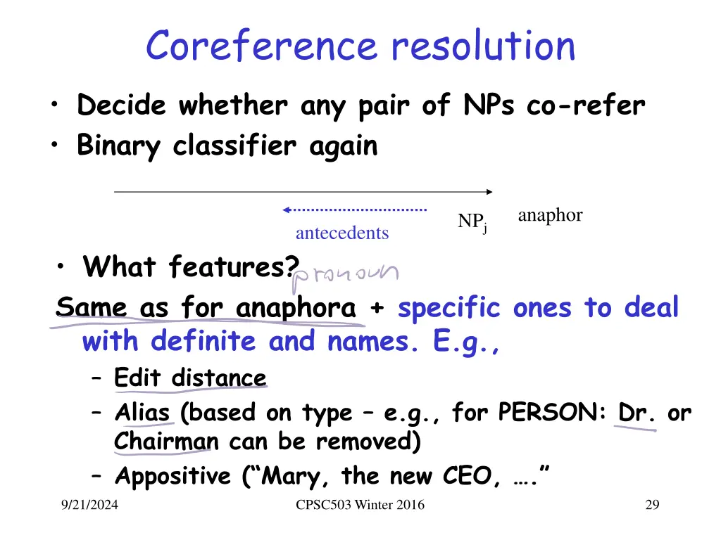 coreference resolution decide whether any pair