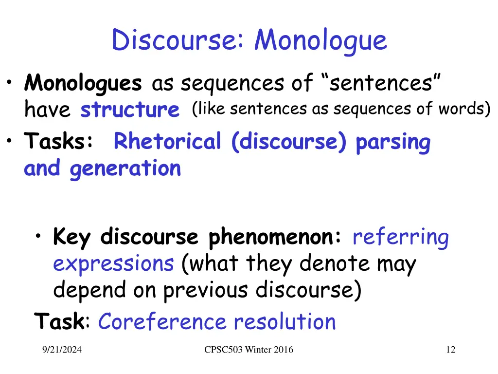 discourse monologue monologues as sequences