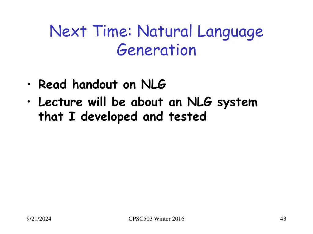 next time natural language generation