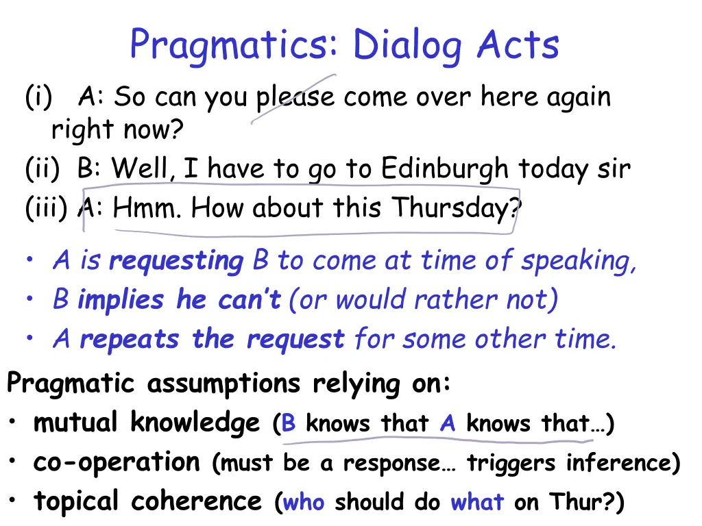 pragmatics dialog acts i a so can you please come