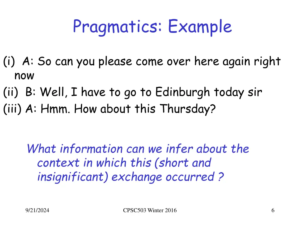 pragmatics example