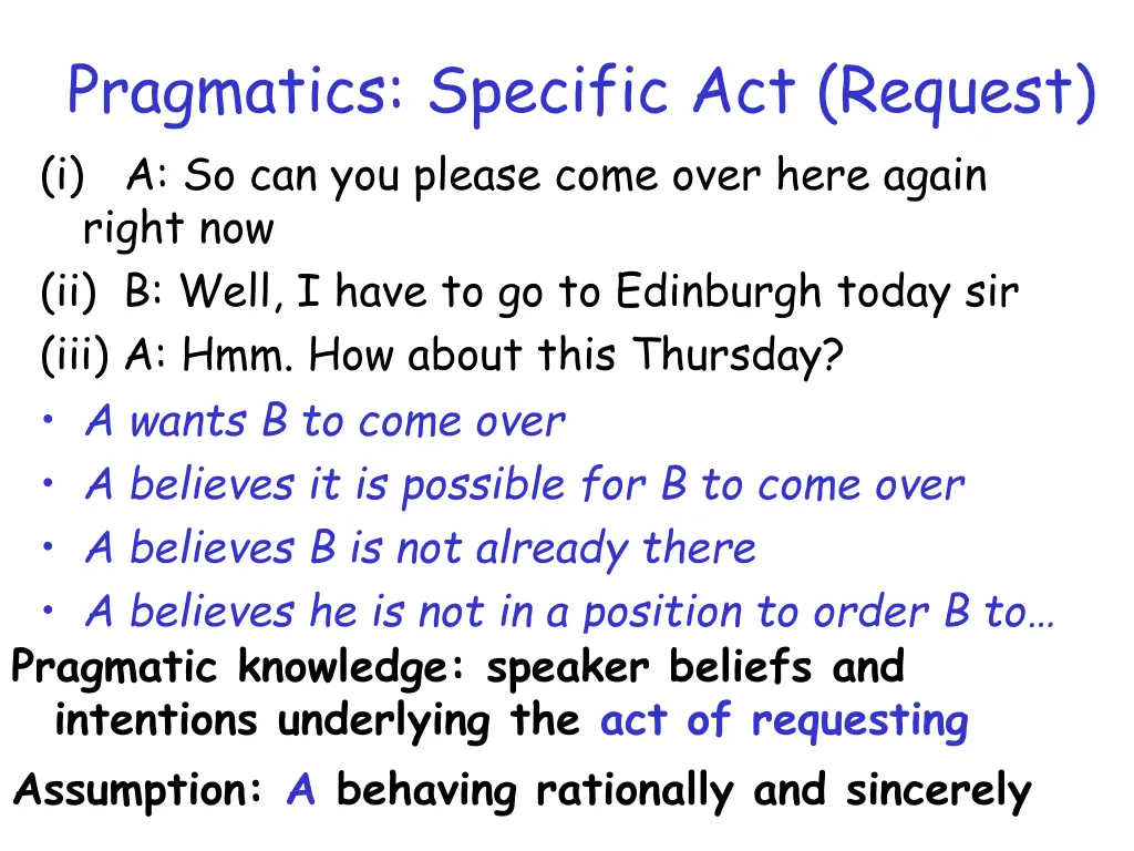 pragmatics specific act request