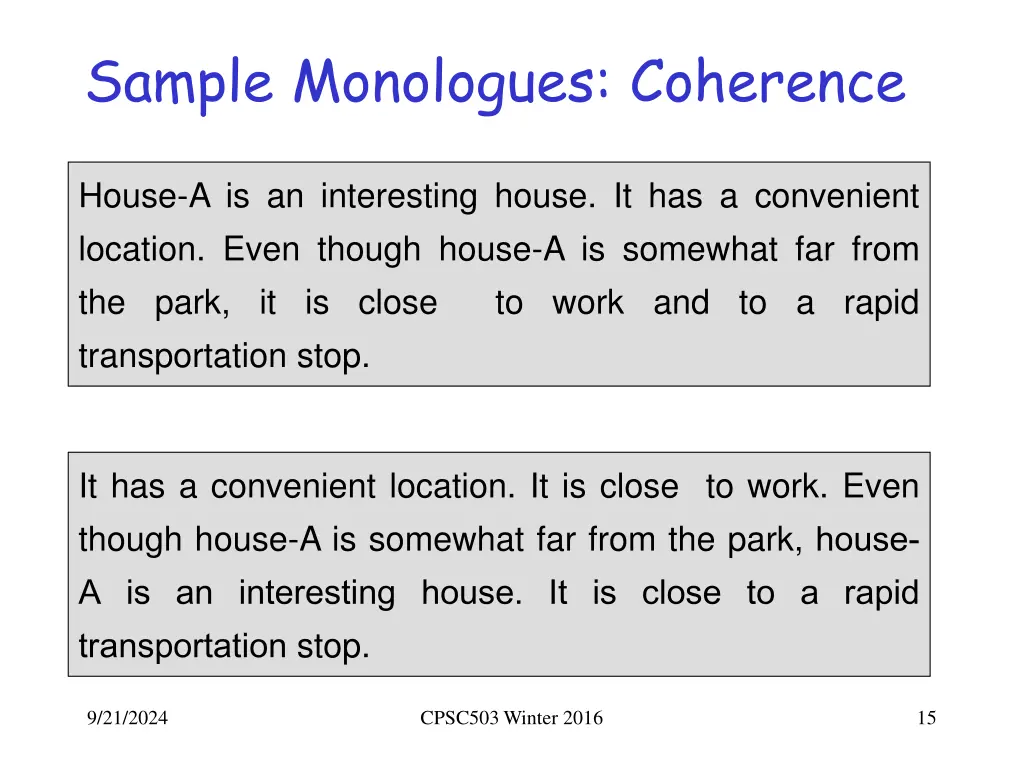 sample monologues coherence