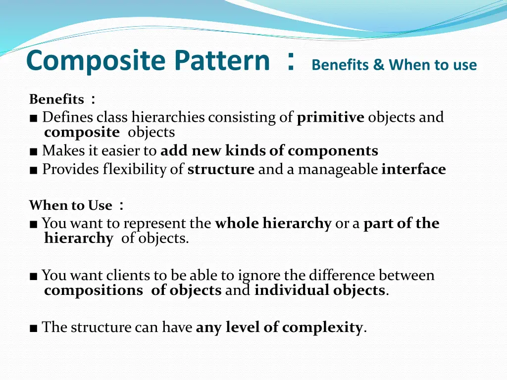 composite pattern benefits when to use benefits