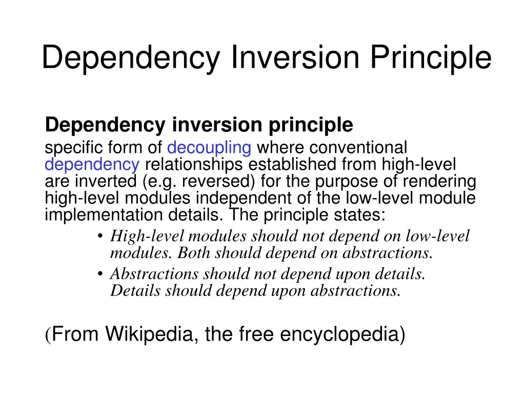 dependency inversion principle