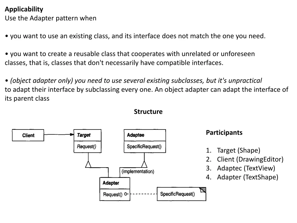 applicability use the adapter pattern when