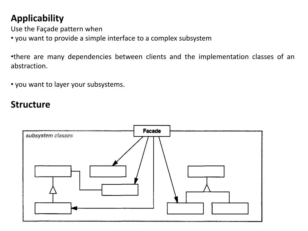 applicability use the fa ade pattern when