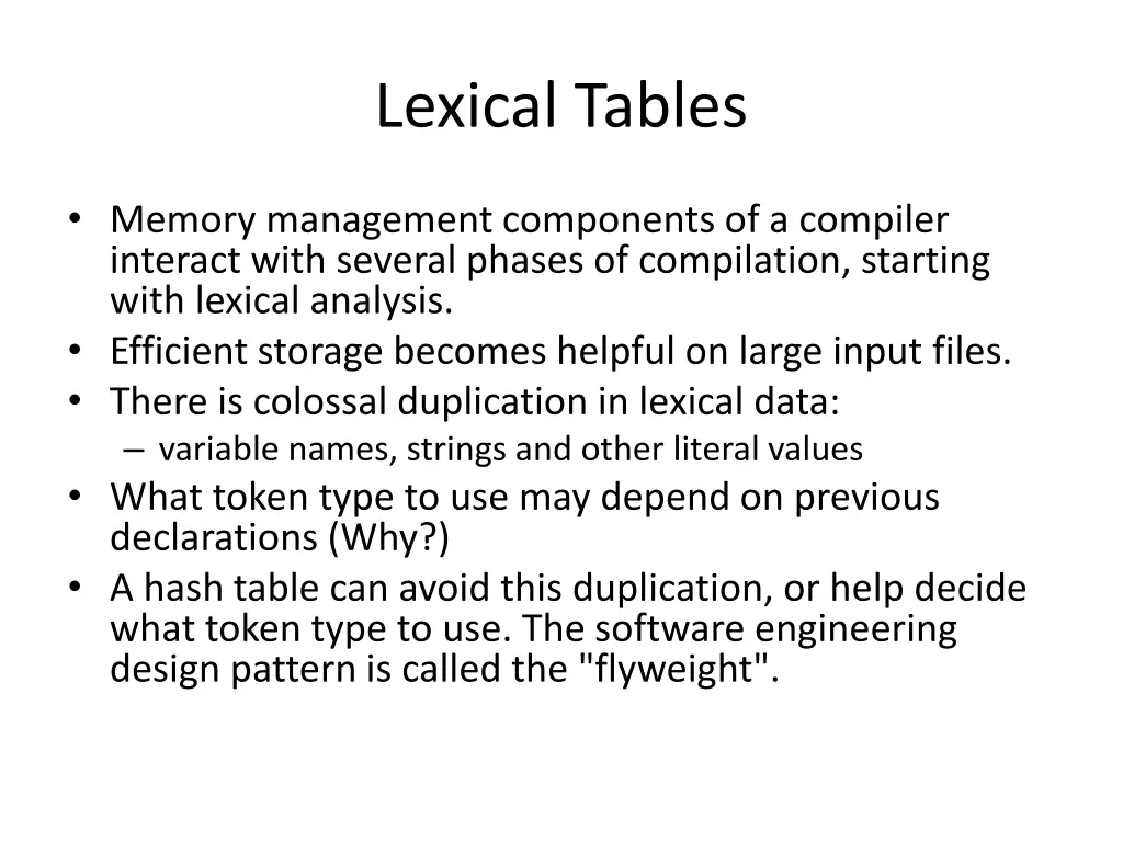 lexical tables