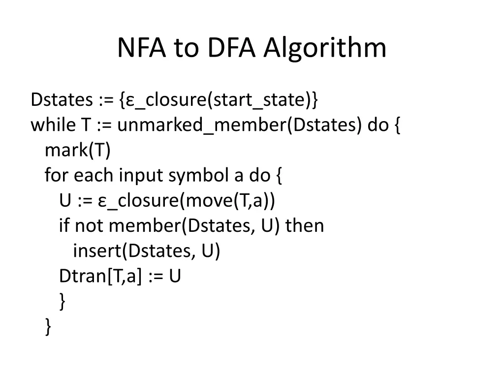 nfa to dfa algorithm