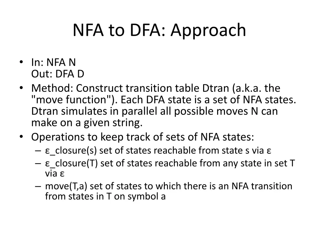 nfa to dfa approach