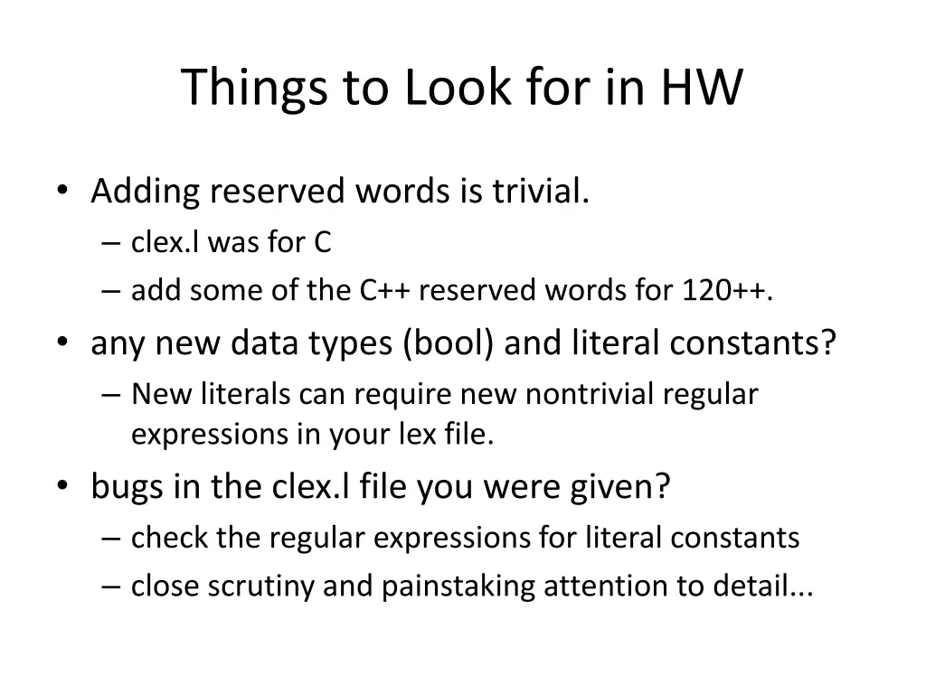 things to look for in hw