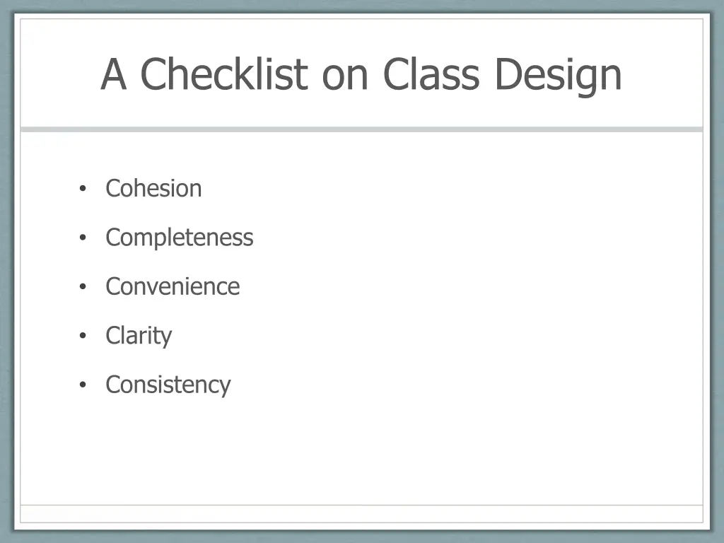 a checklist on class design