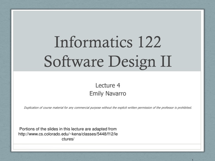 informatics 122 software design ii