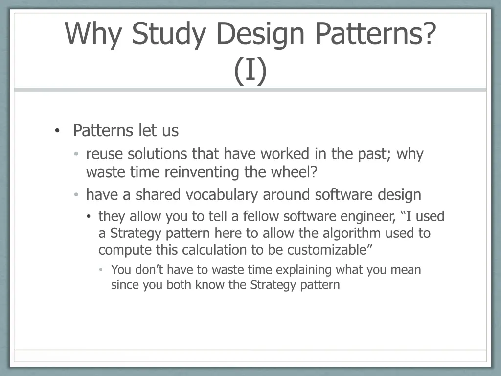 why study design patterns i