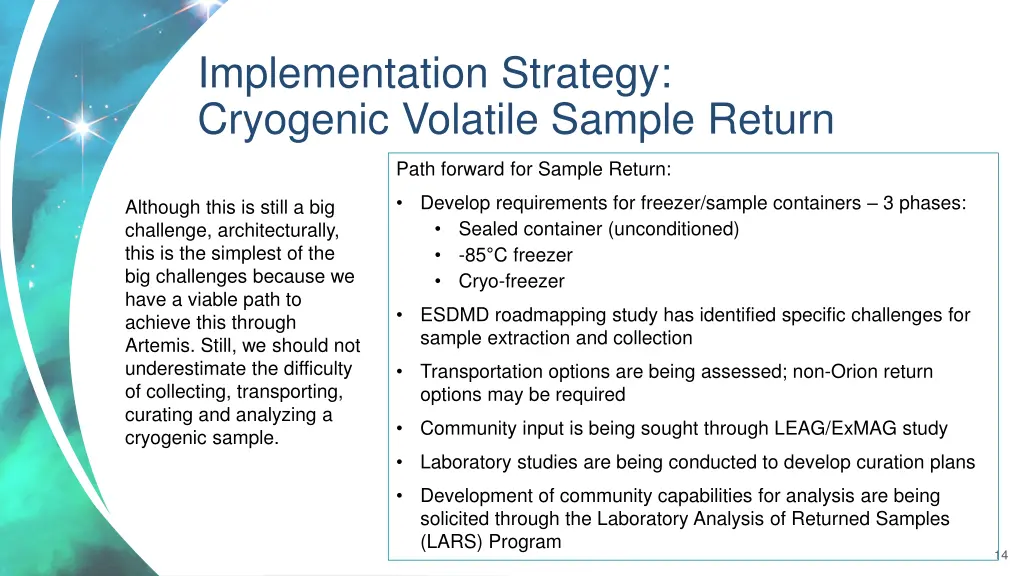 implementation strategy cryogenic volatile sample