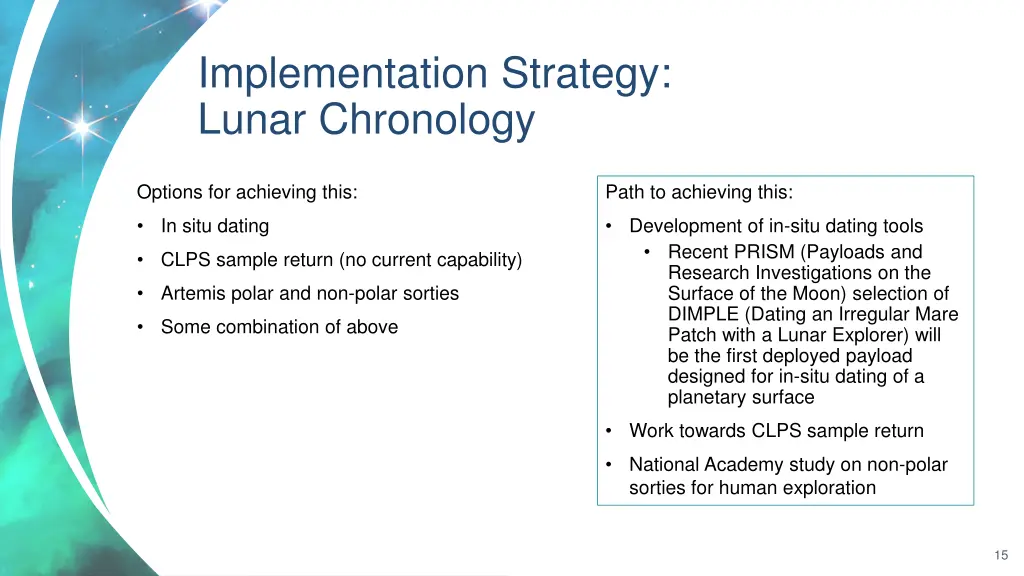 implementation strategy lunar chronology