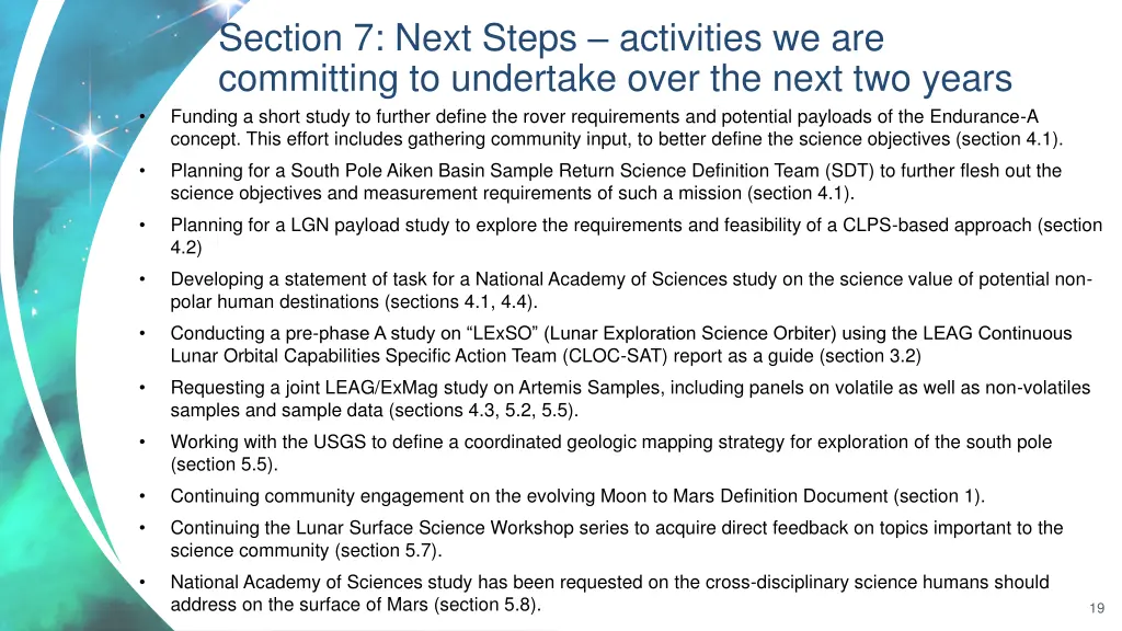 section 7 next steps activities we are committing
