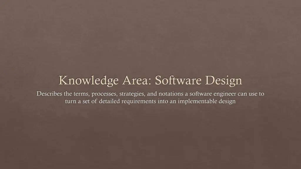 knowledge area software design describes