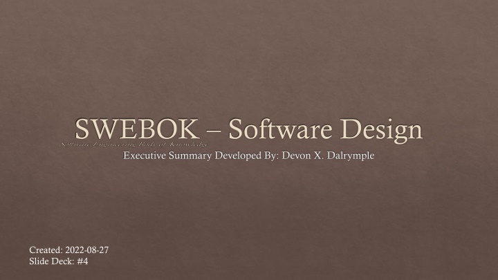 swebok software design executive summary