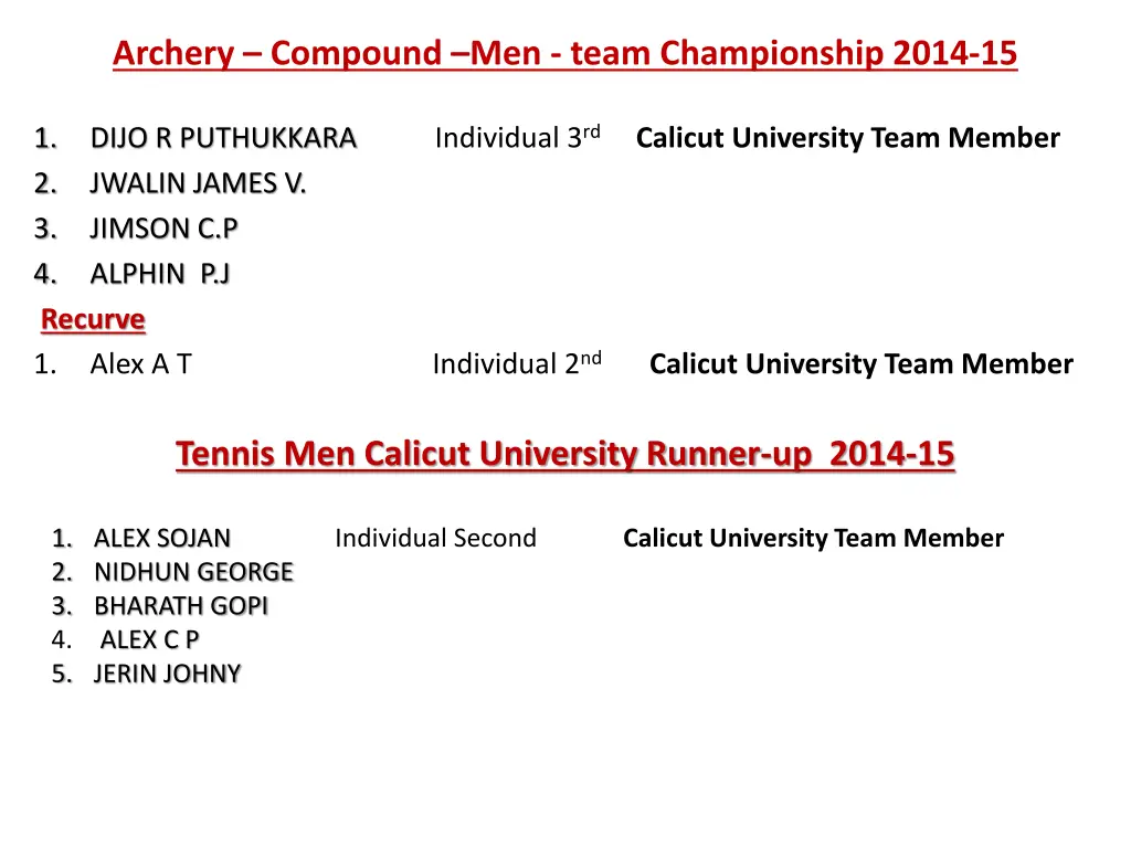 archery compound men team championship 2014 15