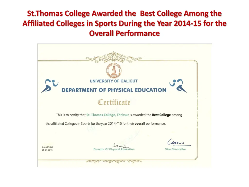 st thomas college awarded the best college among 1