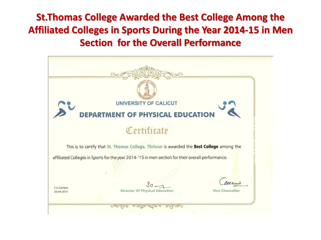 st thomas college awarded the best college among