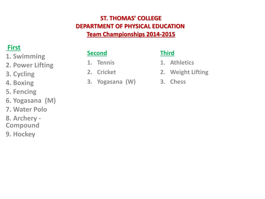 st thomas college department of physical