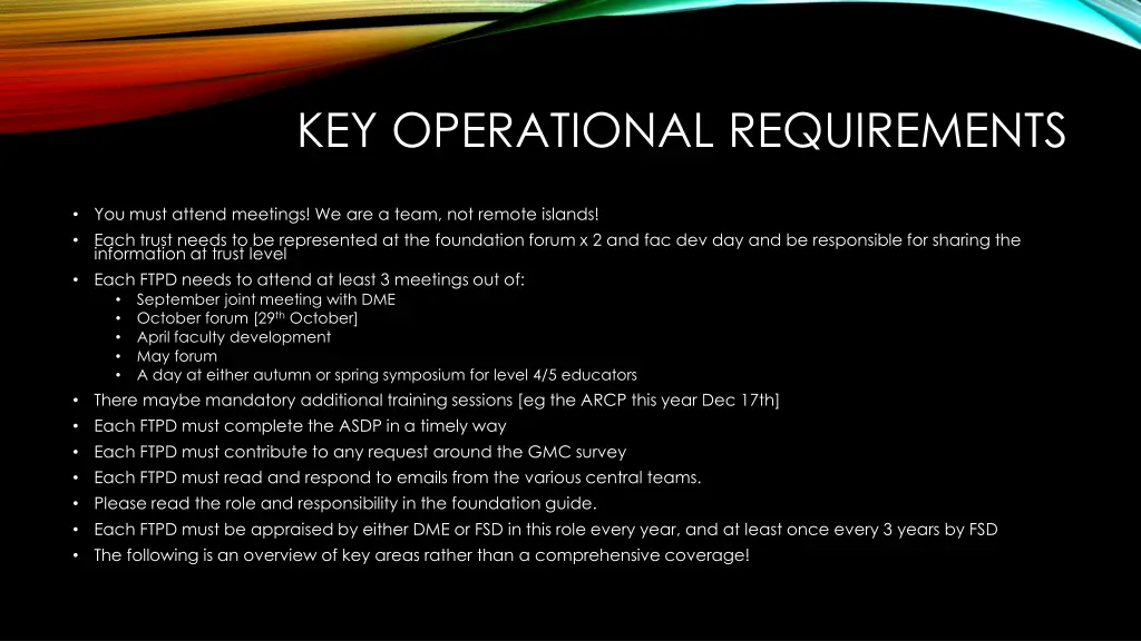 key operational requirements