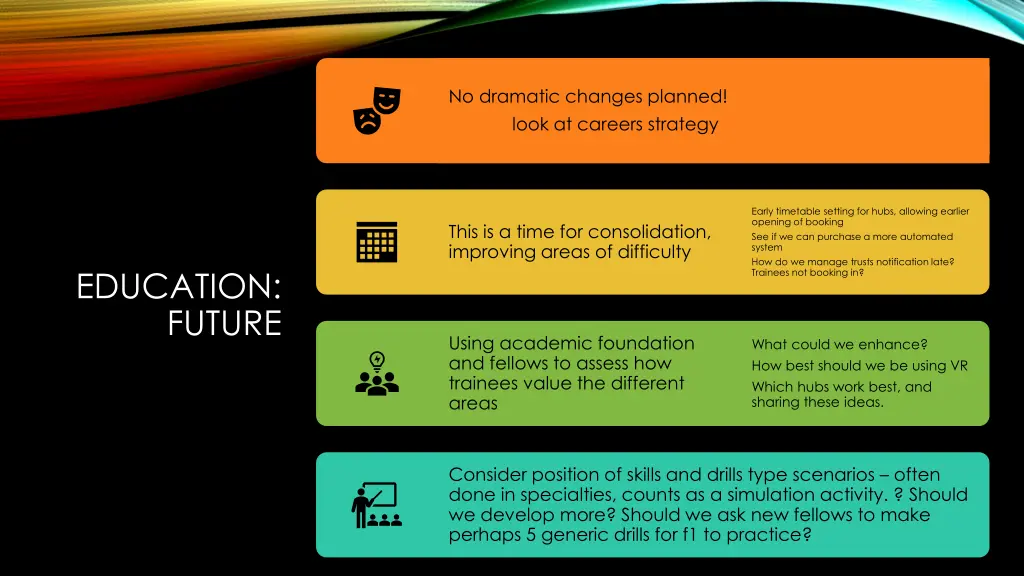 no dramatic changes planned look at careers