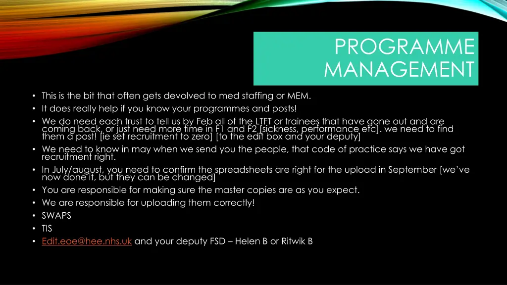 programme management