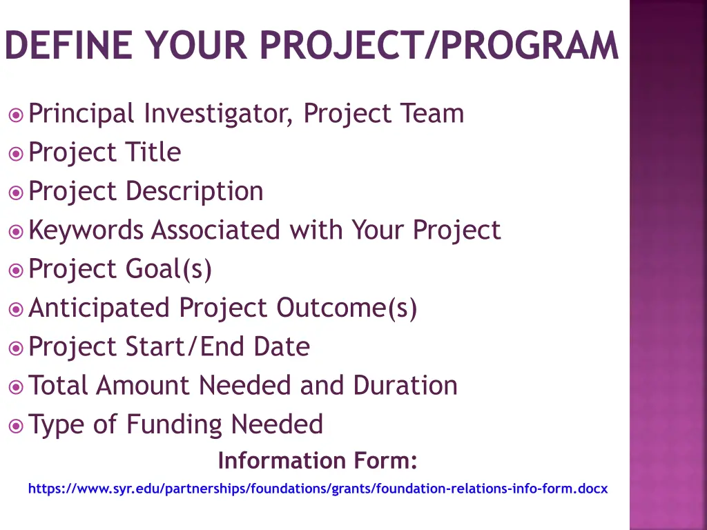 define your project program