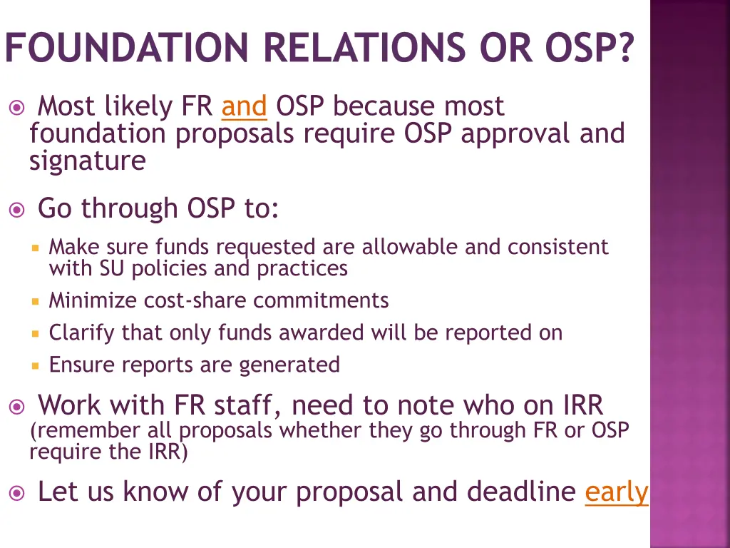 foundation relations or osp