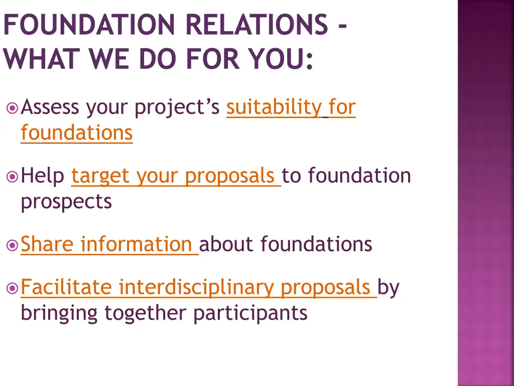 foundation relations what we do for you