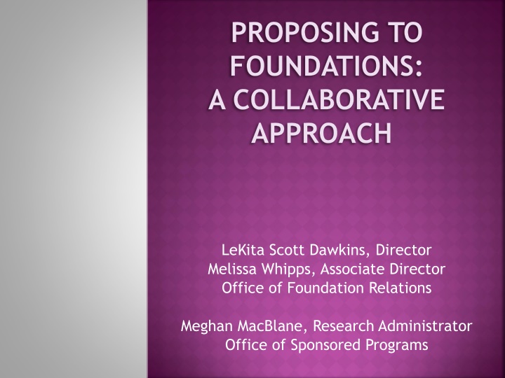 proposing to foundations a collaborative approach