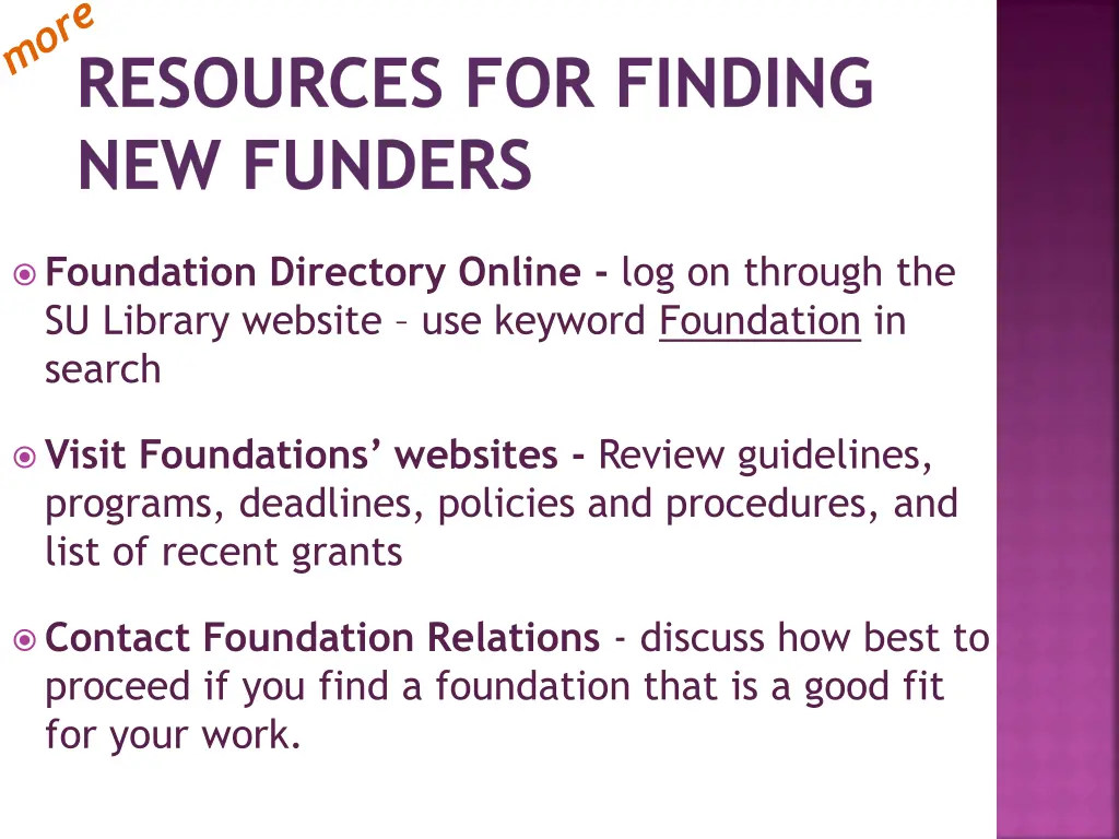 resources for finding new funders