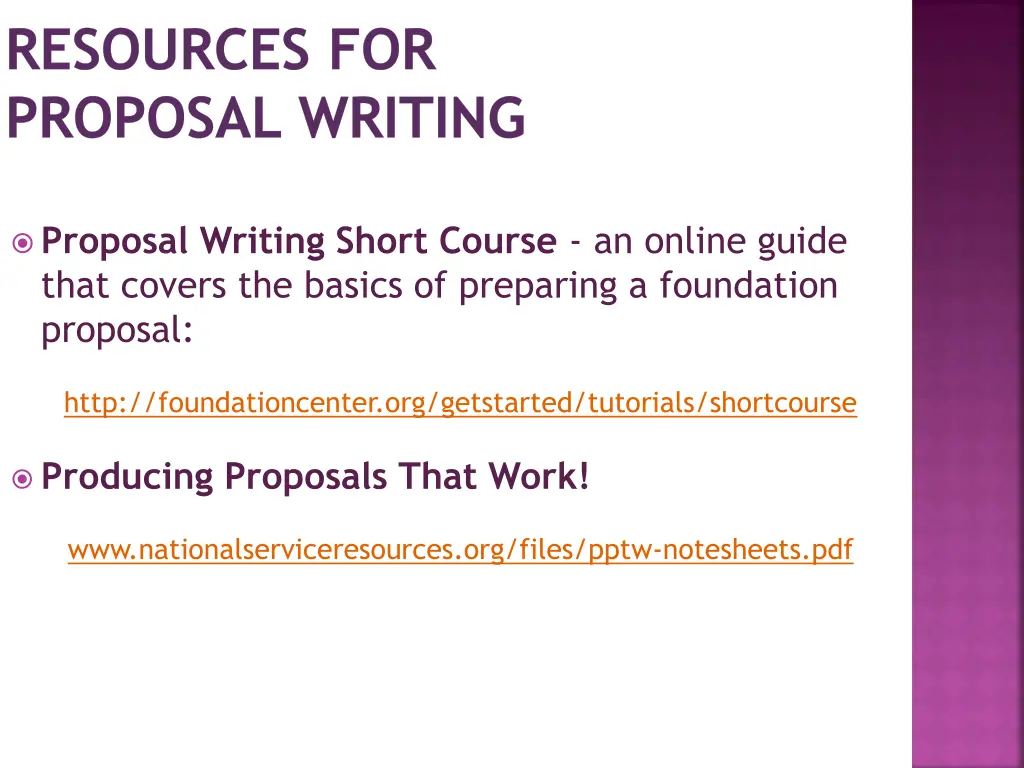 resources for proposal writing