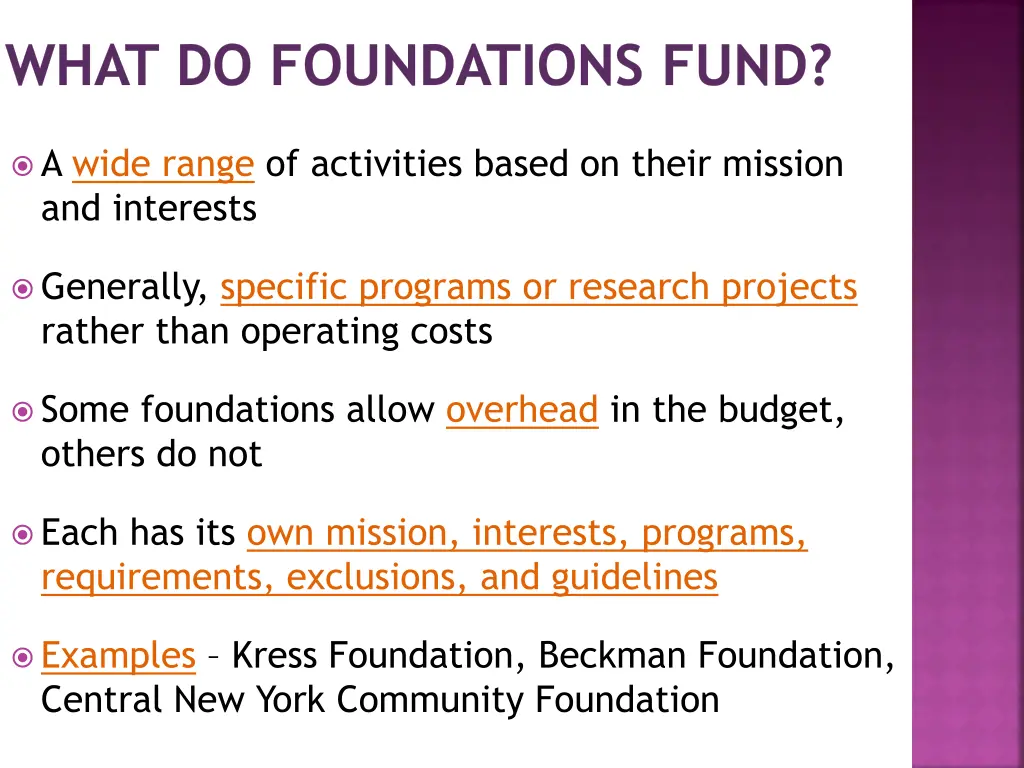 what do foundations fund