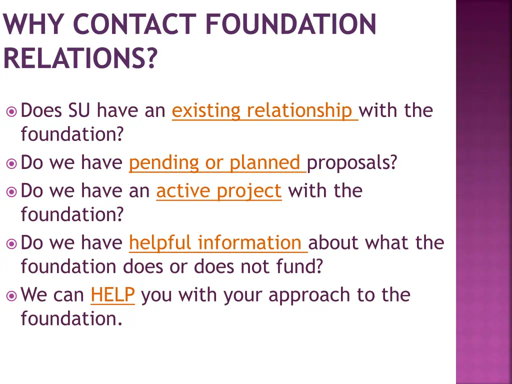 why contact foundation relations