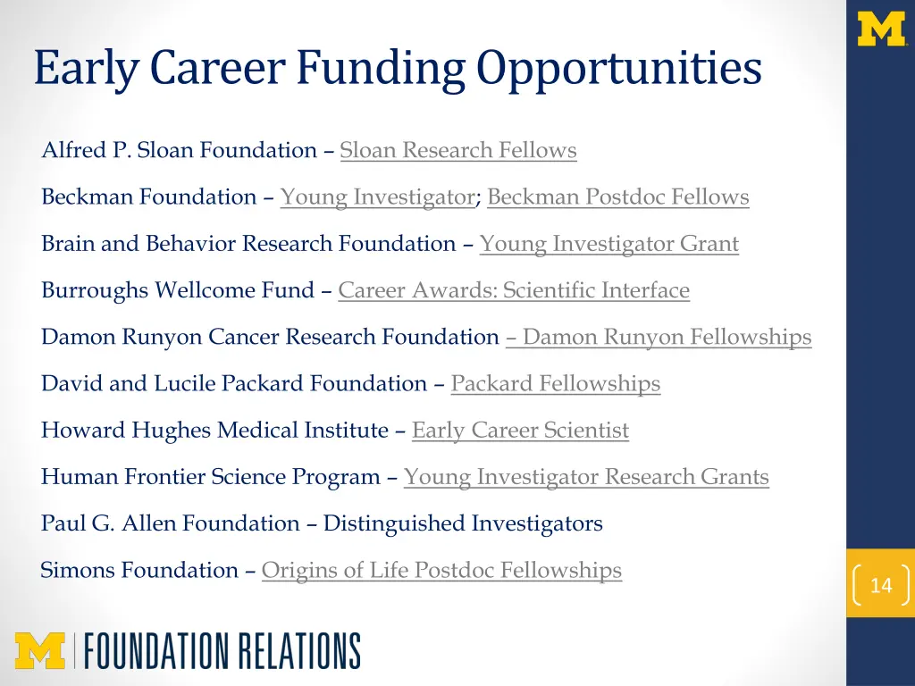 early career funding opportunities