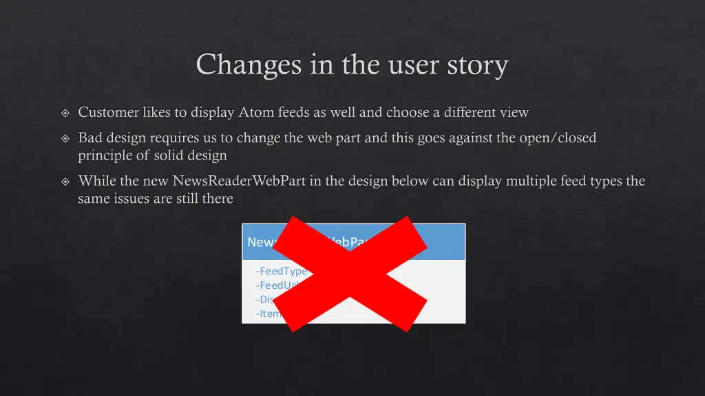 changes in the user story