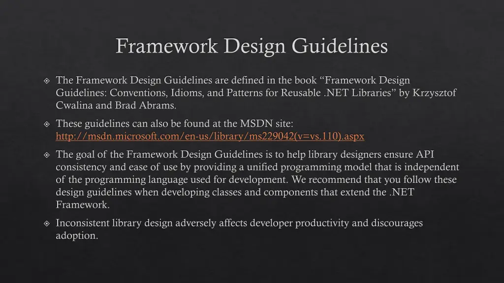 framework design guidelines 1