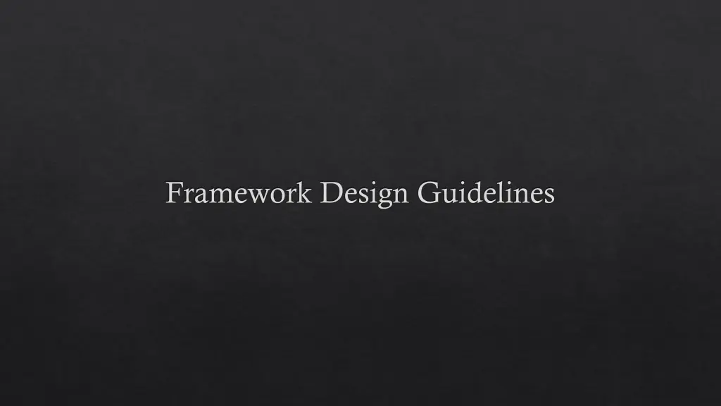 framework design guidelines