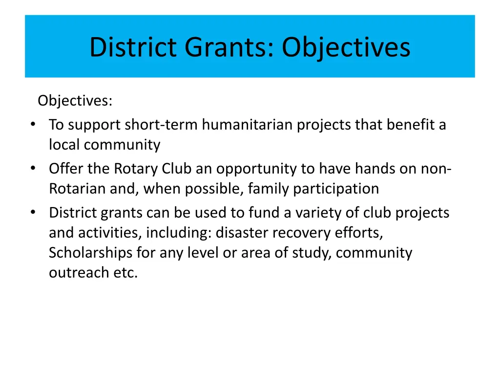 district grants objectives